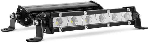Nilight 2 piezas de 7 pulgadas y 18 W ultra delgado de una sola fila LED de inundación barra de luz antiniebla, luz de trabajo para todoterreno,