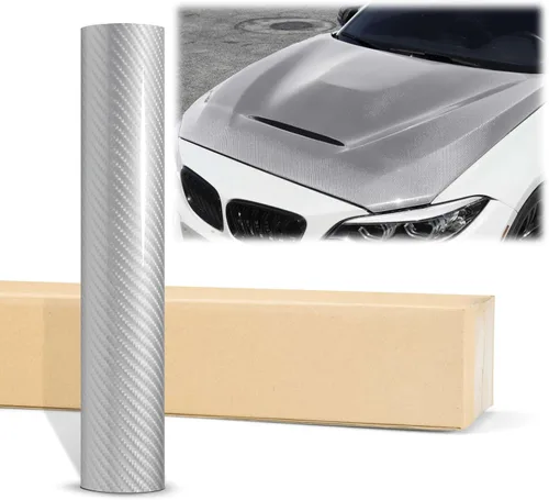Miniatura 26 de EZAUTOWRAP - Adhesivo revestidor de vinilo muy brillante de fibra de carbono 7D prémium con juego de herramientas, lámina de calcomanía con Gris