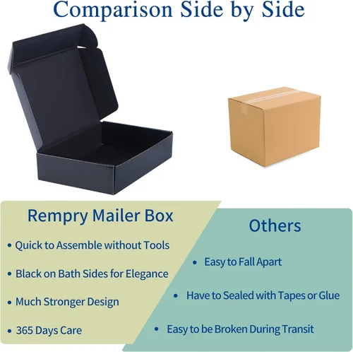 Miniatura 4 de Rempry Cajas de envío negras de 9 x 6 x 4 pulgadas, paquete de 20 cajas de cartón para pequeñas empresas, cajas de regalo para embalaje de envío