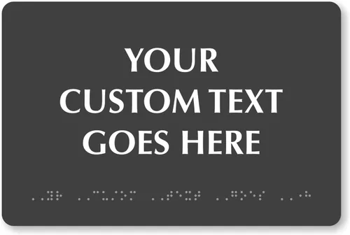 Miniatura 6 de SmartSign Letrero de Braille personalizado horizontal, 4 x 8 pulgadas, compatible con ADA, opciones de oro cepillado/plata, letrero de plástico