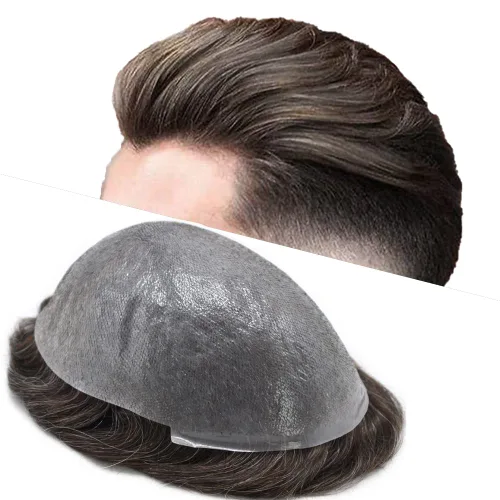 Miniatura 60 de Hombres Toupee Hair Thin Skin Men Human Hair Piece Men Toupee Cabello humano V-loop de aspecto natural Toupee Hombres Hairpiece Men Hair System