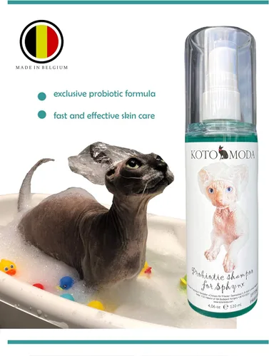 Miniatura 4 de Kit de champú probiótico + dispensador de espuma para gatos Sphynx, limpiador suave sin perfume con pH equilibrado para razas sin pelo y pelo corto