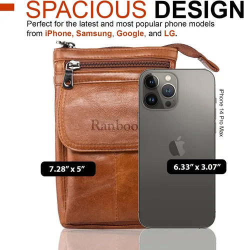 Miniatura 2 de Ranboo Funda de cuero para cinturón de teléfono celular, compatible con iPhone 17, 16, 15, 14, 13 Pro Max, Samsung Galaxy A15 A54 S25 Ultra S24
