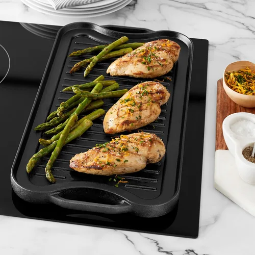 Miniatura 5 de Amazon Basics Parrilla/plancha rectangular reversible de hierro fundido pre-sazonado, negro, 20 x 10.63 x 0.98 pulgadas