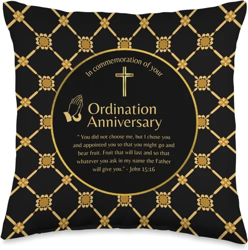 100xGifts Ordenación aniversario del sacerdote pastor diácono ministro monja almohada de 16 x 16 pulgadas, multicolor