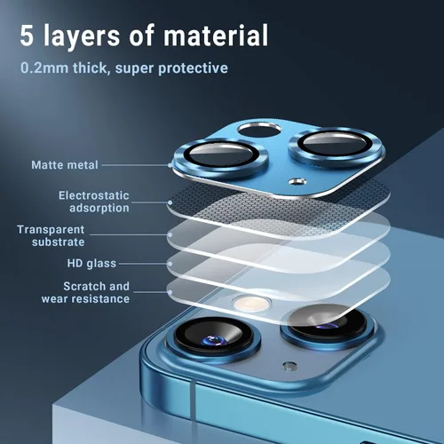 Miniatura 5 de AFARER Paquete de 2 protectores de lente de cámara para iPhone 13/iPhone 13 Mini, protector de lente de cámara Ultra HD, cubierta de cámara