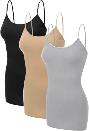 Miniatura 397 de Emmalise Camisola larga casual básica para mujer, con tirantes ajustables, top en capas