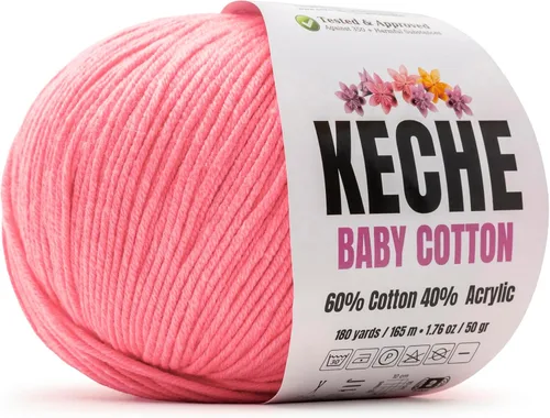 Miniatura 117 de Keche Hilo de algodón, 60% algodón, 40% hilo acrílico, hilo de algodón suave para crochet y tejer, hilo amigurumi, 1 madeja/bola, 1.76 onzas (50g)