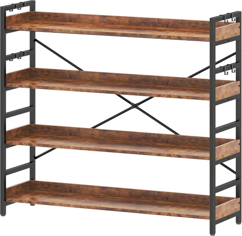Miniatura 20 de HCHQHS - Estantería de 4 niveles, estantería industrial ajustable, estantería alta vertical, estanterías abiertas de madera y metal negro