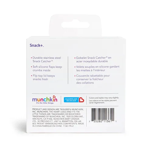 Miniatura 7 de Munchkin® Snack+™ Pinza para aperitivos de acero inoxidable con tapa, 9 onzas, rosa, paquete de 1 unidad