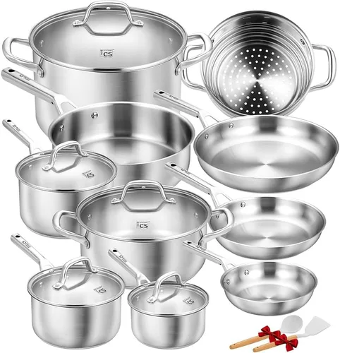 Miniatura 10 de KOCH SYSTEME CS Juego de ollas y sartenes de acero inoxidable, 10 piezas de utensilios de cocina de acero inoxidable para cocina profesional