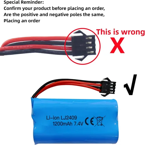 Miniatura 3 de Accesorios 2 unids 7.4 V 1200 mAh SM-4P Plug Batería para EC08 Control Remoto Barco Batería de repuesto Modelo de barco Modelo de coche Batería