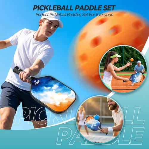 Miniatura 7 de Pickleball Paddles Set of 2 - USAPA Approved Fiberglass Pickleball Paddles Set with 2 with SRT Pro Polymer Honeycomb Core, 4 High-Performance