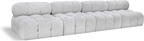 Miniatura 51 de Meridian Furniture 611Cream-S68A Colección Ames Moderno Sofá modular contemporáneo con tela de boucle color crema, modular para crear