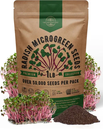 Miniatura 9 de Organo Republic Semillas de germinación de rúcula y microgreens – 55,000 semillas de reliquia sin OMG, brotes en bolsa resellable de 4 onzas