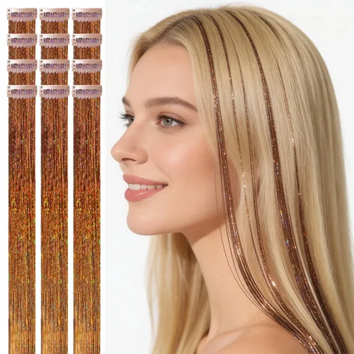 Miniatura 19 de Celinebella 6 extensiones de cabello con clip de mezcla de color rojo, plateado y azul, 6 unidades, resistentes al calor, para mujeres, 17-Azul