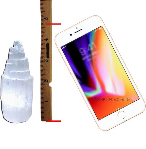 Miniatura 3 de JIC Gem lámparas de selenita eléctrica natural, rascacielos de cristal de 6 u 8 pulgadas, Blanco