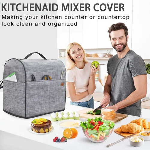 Miniatura 3 de Cubierta para batidora de pie compatible con accesorios KitchenAid de 4.5 a 5 cuartos de galón, color gris