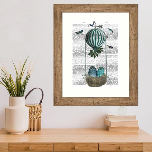Miniatura 5 de Amanti Art Fab Funky - Póster enmarcado para pared, diseño de nido de globo de búho de 24 x 20 pulgadas, arte de pared de animales, decoración