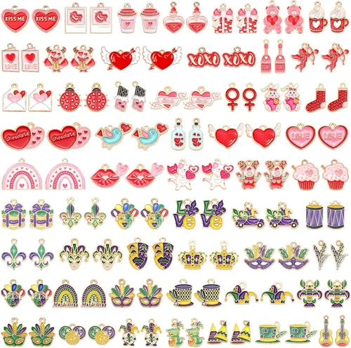 Miniatura 19 de SANNIX 110 piezas 55 pares de dijes de Halloween esmaltados dorados para Halloween, aretes, pulseras, collares, manualidades