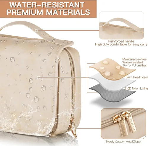 Miniatura 2 de Elviros Neceser colgante para hombres y mujeres, 3 en 1, organizador de viaje grande impermeable de piel sintética, bolsa de maquillaje dopp kit