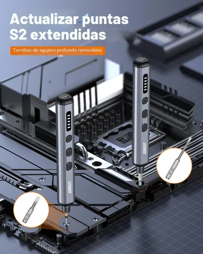 Miniatura 5 de JOREST Mini destornillador eléctrico, pequeño juego de destornilladores de precisión inalámbricos con 38 puntas magnéticas, 5 ajustes de torsión