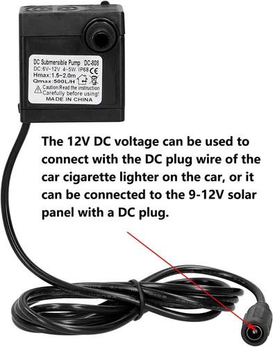 Miniatura 4 de Bomba de agua sumergible sin escobillas de 12V CC, para estanque, acuario, fuente solar, hidroponía, elevación de 3.9 ft 500L/H 12V 5W bomba
