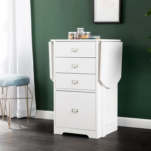 Miniatura 2 de SEI Furniture Escritorio Drop-Leaf con almacenamiento, color blanco