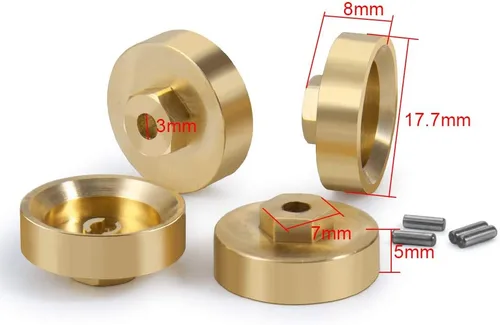Miniatura 2 de RCLions 4 unids Heavy Duty latón rueda hexagonal adaptador 0.197 in para AXIAL SCX24 AXI90081 AXI00001 AXI00002 1:24 RC Crawler Actualizaciones