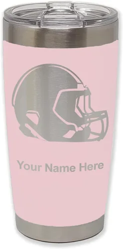 Miniatura 14 de LaserGram Vaso aislado al vacío de 20 onzas, casco de fútbol, grabado personalizado incluido (morado claro)
