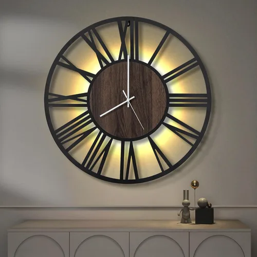 Miniatura 17 de LEIKE Relojes de pared a pilas con control remoto, luz nocturna, silencioso, sin tictac, reloj de madera grande rústico moderno para sala de estar