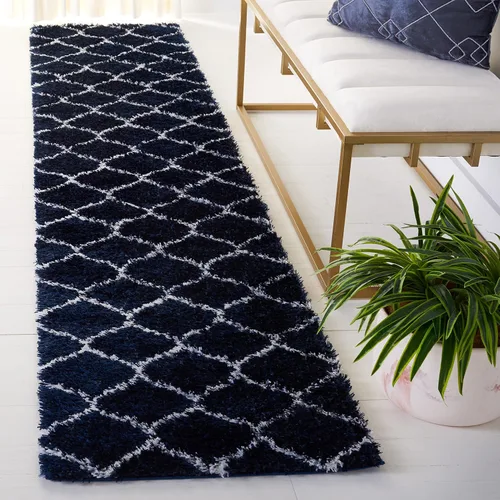 Miniatura 32 de SAFAVIEH Tahoe Shag Collection - Alfombra para pasillo, 2 x 9 pies, color beige y blanco, diseño de enrejado, no desprende pelusa y de fácil