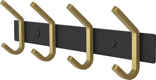 Miniatura 32 de Perchero de Abrigos Pequeño Negro Mate para Pared – Riel de Ganchos de Acero Inoxidable de 6 Pulgadas con 2 Ganchos Dobles para Abrigos