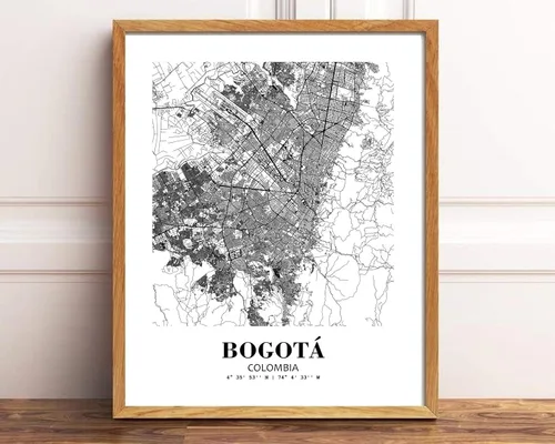 Miniatura 2 de Eleville 8X10 sin marco Bogotá Colombia Vista de la Ciudad Resumen Camino Moderno Mapa Arte Impresión Póster de Pared Oficina Decoración del Hogar