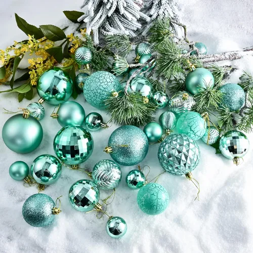 Miniatura 5 de LANGXUN 36 bolas de decoración de árbol de Navidad de pavo real, bolas de Navidad, decoración de Navidad 2025, adornos de Navidad inastillables