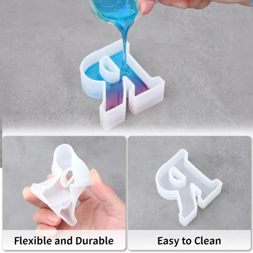 Miniatura 3 de Gartful Moldes de letras de resina, molde de resina epoxi del alfabeto mayúscula R, moldes de silicona 3D gruesos para hacer letras, arte