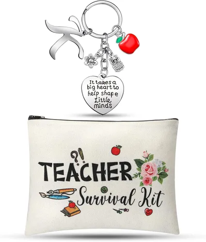 Miniatura 18 de Juego de regalo de agradecimiento al profesor, kit de supervivencia para profesores, llavero con inicial, regalos para profesores de graduación