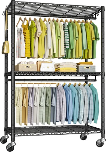 Miniatura 9 de FUTASSI P3 Mini perchero rodante de ropa, percheros de ropa para colgar ropa, perchero de prendas de servicio pesado, perchero de armario portátil