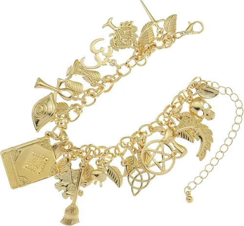 Miniatura 3 de RechicGu Mythology - Pulsera de cuento de hadas con dije de la suerte, diseño de gato celta con hoja de cruz y luna