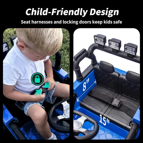 Miniatura 6 de Hikiddo - Coche eléctrico de 24 V para niños, vehículo eléctrico para montar, camioneta de juguete para niños pequeños de 3 a 5 años con control Azul
