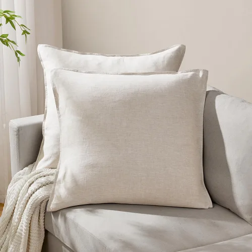 Miniatura 14 de DAPU - Fundas de almohada de lino puro (1 par), tejido de lino natural francés 100% (Queen, blanco)