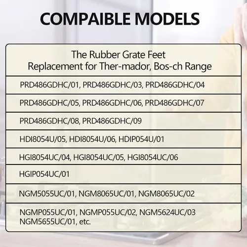 Miniatura 3 de Pieza de patas de rejilla de goma, repuesto para estufa Thermador Bosch, compatible con número de pieza 00618112, 00637940, 1999626, 617174, 618112