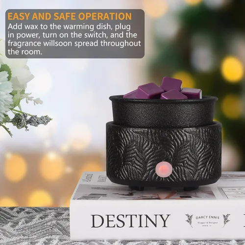 Miniatura 5 de Calentador eléctrico de cera de 4-en-1, calentador de velas para derretir cera perfumada, lindo quemador de fragancias de cera de cerámica