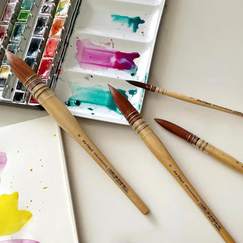 Miniatura 43 de da Vinci Watercolor Series 5580 CosmoTop Spin Pincel de Pintura, Redondo Sintético con Mango Rojo