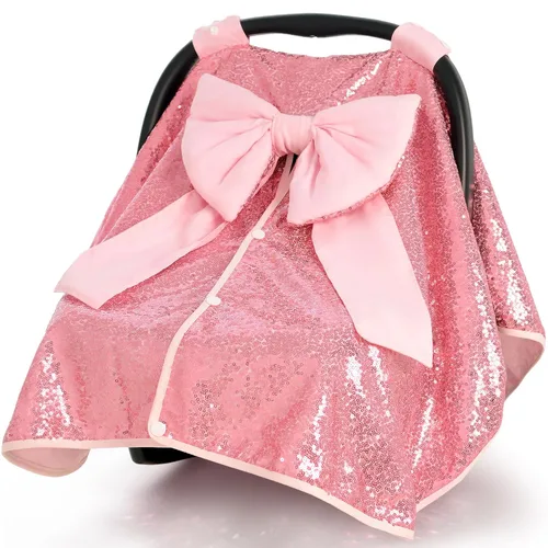 Miniatura 9 de Funda para asiento de automóvil para bebé con lazo para niñas y niños con moño, funda para cochecito y carrito, funda de lactancia para recién nacido