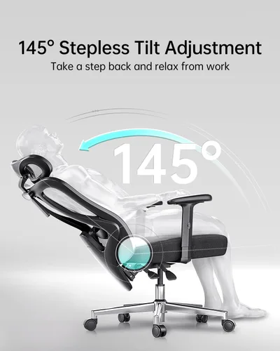 Miniatura 5 de Hbada P3 Silla de oficina ergonómica con soporte lumbar ajustable 2D, silla de oficina con reposacabezas y reposabrazos ajustables, función de Gris