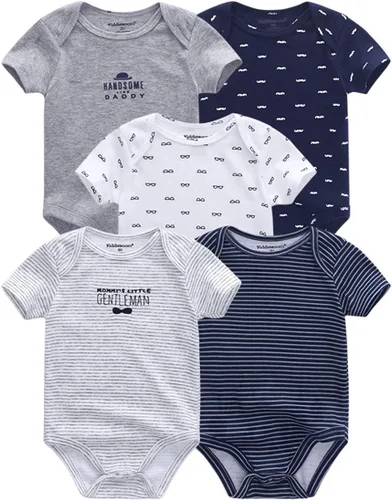 Kiddiezoom Body unisex de manga corta para bebé, paquete de 5
