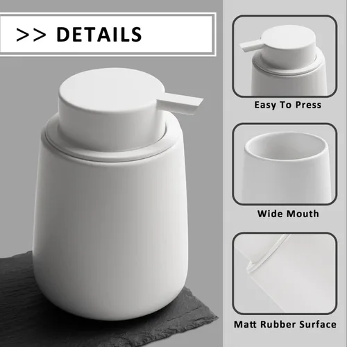 Miniatura 4 de Dispensador de espuma de jabón de cerámica con bomba fácil de prensar, dispensador de espuma de mano para champú, baño, cocina, 12 onzas, 2