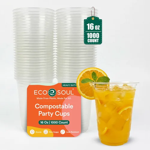 Miniatura 10 de ECO SOUL Vasos de fiesta desechables 100% compostables Vasos de fiesta ecológicos (500 unidades, vasos fríos de 16 onzas)