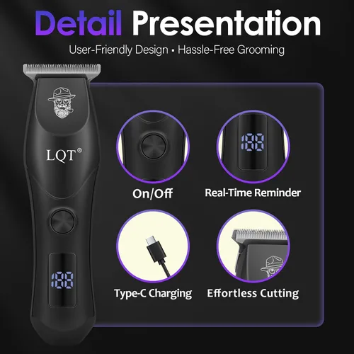 Miniatura 2 de Cortapelos profesional para hombres, modo dual inalámbrico y con cable, pantalla LCD y de 2 velocidades, kit completo de peluquería, tijeras, peines
